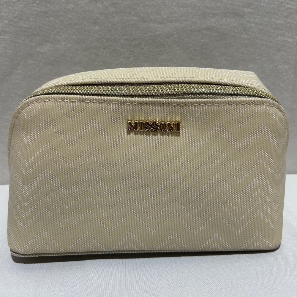Missoni for Delta Amenity Pouch Beige Travel Bag Zip Close Toiletry makeup case